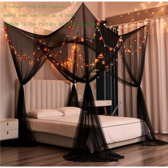 Bed Canopy,Canopy Bed Curtains Drapes for Full Queen King Size Bed,Mosquito Net - Picture 5 of 7
